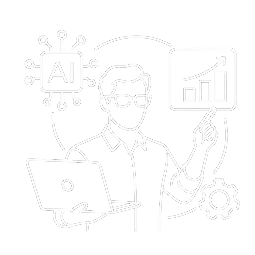 A specialist working with AI tools, analytics and automation
